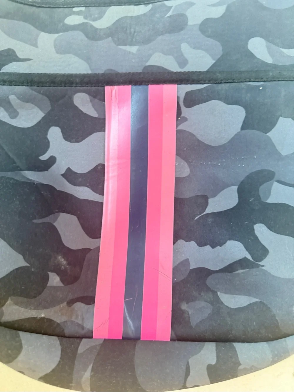 HAUTE SHORE Black Camo Crossbody with Pink Stripe Accent